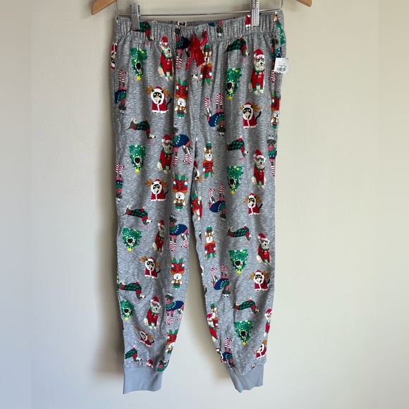 Old Navy NWT Christmas Dogs Pajama Pants Jogger 100% Cotton Size XS Tall - Picture 1 of 13
